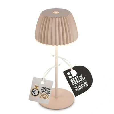 Imagen de Briloner Mini lámpara de mesa LED recargable Brilo unplugged Riffle, beige
