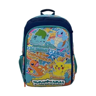 Imagen de CyP Brands Pokémon Mochila, Mochila adaptable a carro, Pikachu, Charmander, Squirtle, Bulbasaur, Multicolor, Producto Oficial