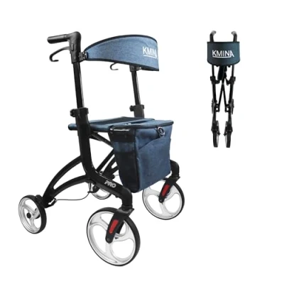 Imagen de KMINA PRO Andador para Ancianos Alto (Usuarios de 1,70 a 2,00 m aprox.), Andadores Adultos Altos 4 Ruedas, con Asiento, Adulto Plegable, Ruedas Grandes