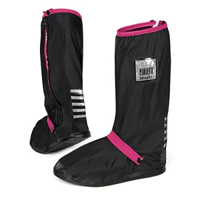 Imagen de PERLETTI Cubre Zapatos Impermeable Lluvia Hombre Mujer Cubrezapatos Protector de Zapatillas Impermeables Negro Calzado Cubrebotas Nieve PVC Anti Barro Reutilizables (XS 33/35, Fuchsia)