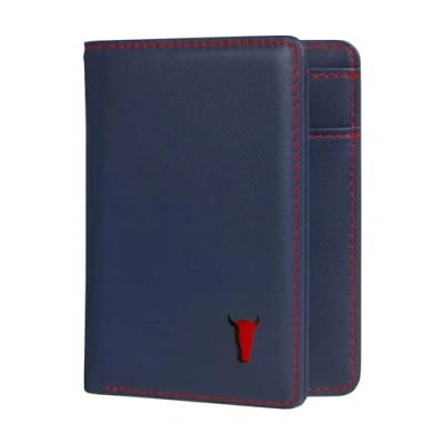 Imagen de TORRO Bifold Cartera de Cuero Genuino Primera Calidad con protección RFID (Azul Marino)