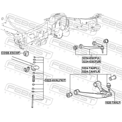 Imagen de FEBEST 1024 TAHFLL Barra oscilante, suspensión de ruedas izquierda, Eje delantero abajo Brazo oscilante transversal