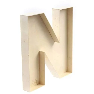 Imagen de letra N rellenable de madera sin terminar, hecha A mano, buzón Z