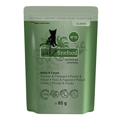 Imagen de catz finefood N 15 Comida para Gatos húmeda de Pollo y faisán, refinada con quinua Berro, 16 Bolsas 85 g