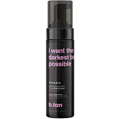 Imagen de b.tan Espuma Autobronceadora Oscuro Posible I Want The Darkest Tan Possible 1 hora, sin olor a bronceado falso, Apto para veganos, crueldad animal, 200ml