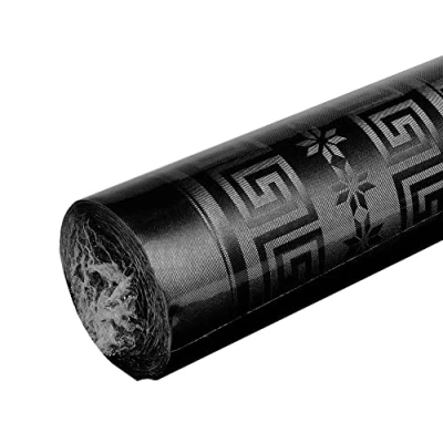 Imagen de Pro Nappe Ref R485034I Mantel de Papel Damasco desechable en Rollo 50 M Largo X 1,20 Ancho Color Negro con Estampado Universal Chic y clásico