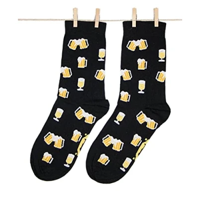 Imagen de Roits Calcetines Cerveza Negros Hombre Divertidos de Dibujos Originales Regalo Estampados Molones Locos Accesorios (41 46)