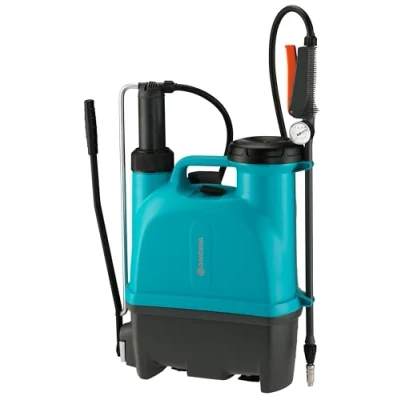 Imagen de Gardena rociador Tipo Mochila de 12 l Plus: a presión con Lanza telesc., Gran Abertura llenado, Recipiente ergonómico, Boquilla latón Calidad, Posibilidad Chorro pulverización (11142 20)