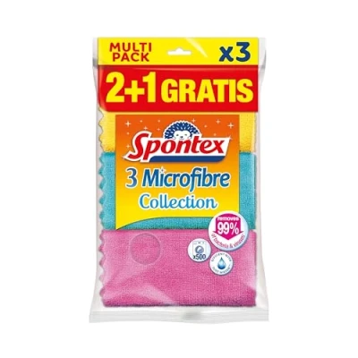 Imagen de Spontex MF Collection 2+1 Bayeta de microfibras, Multicolor, 3 Unidad (Paquete 1)