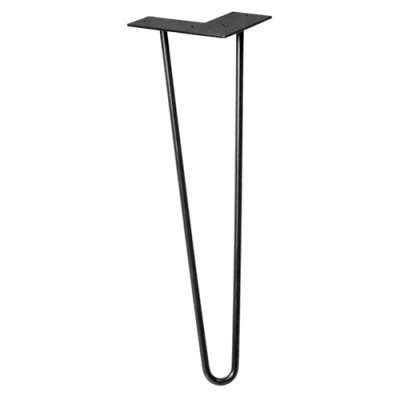 Imagen de Wagner Pata de Mueble/Pata Mesa Hairpin Leg Estilo Retro Acero Recubierto Polvo, Negro, 12 x 40 cm, cónica/Inclinada, Placa atornillada integrada 12824001