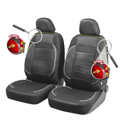 Imagen de Walser Funda de Asiento Coche Rover con Cremallera, Zipp IT Premium Seat Covers Car, 2 Front Negro 13403