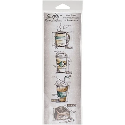 Imagen de Tim Holtz Mini Blueprints Strip Cling Rubber Stamps 3&quot;X10&quot; Fresh Brewed