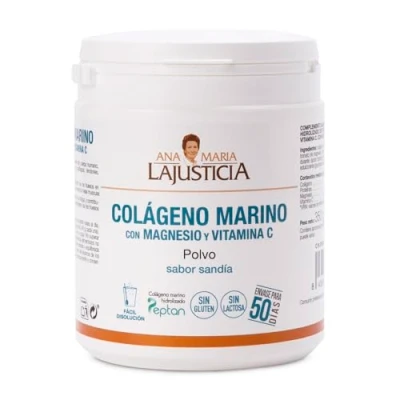 Imagen de Ana Maria Lajusticia colágeno marino con magnesio y VIT C 350 g (sabor sandía) Articulaciones fuertes piel tersa. Regenerador de tejidos hidrolizado Peptan. Envase para 50 días
