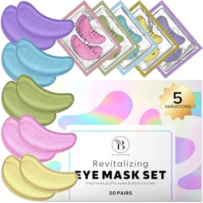 Imagen de BLOOMORA Parches Ojos Bolsas y Ojeras Pack Mix (30 Pares) Eye Patches Con Niacinamida Ácido Hialurónico Eliminar de Mask