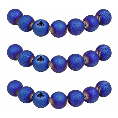 Imagen de MJDCB 8mm 43 piezas Cuentas de Piedra Geoda Ágata Azul Redondas Sueltas Piedras Semipreciosas Naturales para Hacer Joyas Pulseras Collares