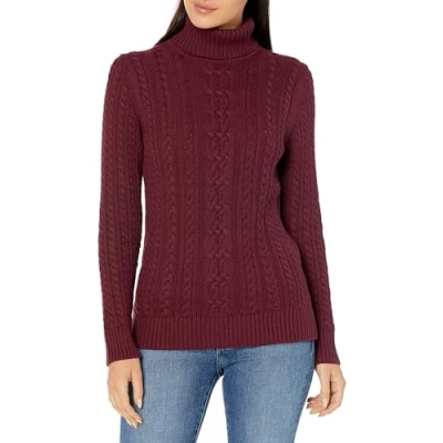 Imagen de Amazon Essentials Jersey de Cuello Vuelto y Punto Cable Tipo Pescador (Disponible en Tallas Grandes) Mujer, Burdeos, XXL