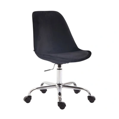 Imagen de CLP Silla De Oficina Toulouse Tapizada En Terciopelo I Escritorio Regulable Altura Sala Reuniones Giratoria Color:, Color:Negro