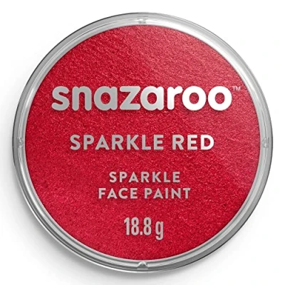 Imagen de Snazaroo Pintura facial y corporal, 18 ml, color rojo nacarado, profesional a base de agua, pastilla aquacolor individual para adultos, niños efectos especiales