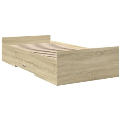 Imagen de vidaXL Cama con Cajones, Somier Individual de Invitados, Estructura Cama, Mueble para Dormitorio, Madera Ingeniería Roble Sonoma 90x190 cm