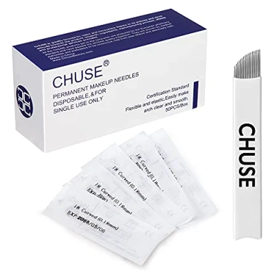 Imagen de CHUSE S18 microblades manual cejas tatuaje agujas 50pcs/caja Microstroking maquillaje permanente micro cuchillas