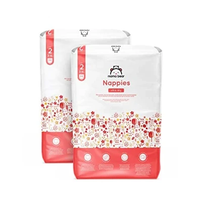 Imagen de Marca Amazon Mama Bear Pañales ultra secos, Talla 2 (3 6 kg), Con canales, Bianco, 168 Unidad (2 Paquetes de 84) Nueva versión