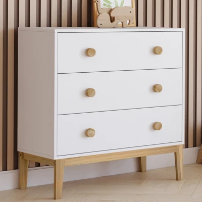 Imagen de Baúl infantil de 3 cajones JACOB 80 cm en blanco y madera