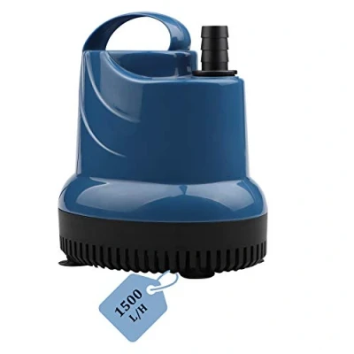 Imagen de EXLECO Mini Bomba de Agua Sumergible para Acuario, 1500 L/H, 20W, 230V, Altura Extracción: 1,6m, Cable 1,8m, Diámetro Salida: 16mm, Jardines, Acuarios, Etanques, Pozos