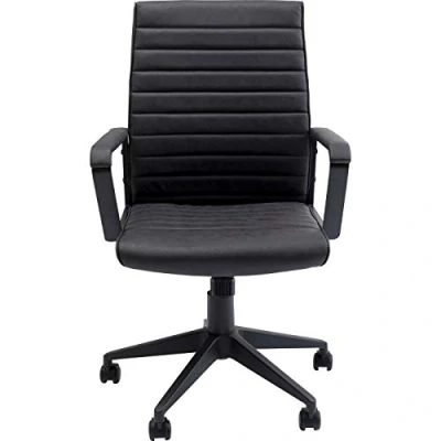 Imagen de Kare Design Silla oficina giratoria Labora negro, 105x57x61cm piel sintetica, respaldo bajo, altura regulable, reposabrazos, resorte de gas