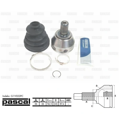 Imagen de PASCAL G1V022PC Junta Homocinética lado de rueda VOLVO: XC90 I, XC60 V50