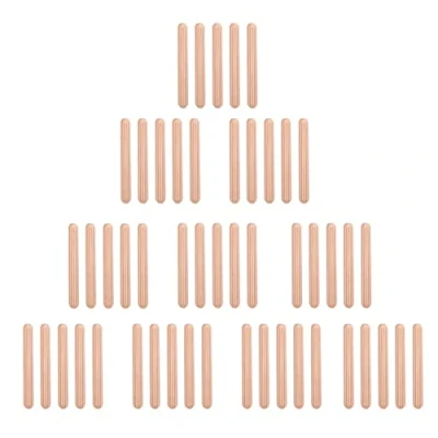 Imagen de Pack de 50 Tacos Madera, Clavijas Espigas Madera Pasadores Estriados Redondos para Manualidades, Muebles M6 x mm