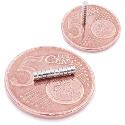 Imagen de Brudazon 20 Mini imanes Discos 2x1mm N52 Nivel más Fuerte Los de neodimio Ultra Fuertes Imán del Poder para la Toma Modelo, Foto, Pizarra Blanca Pequeño, Redondo y Extra