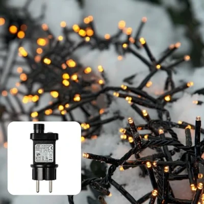 Imagen de Hellum cadena de luces para exteriores, luz blanca cálida, LED con corriente, 7,66 m iluminada, 384 diseño serpiente, cable negro 151862