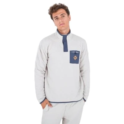 Imagen de Hurley Forro Polar Acolchado Middleton con Cremallera de 1/4 Suéter sin Botones, Crema, M para Hombre