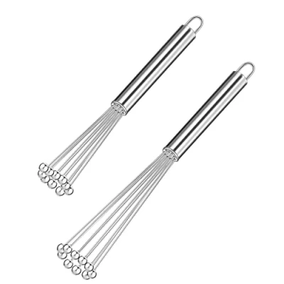 Imagen de juego de 2 batidores acero inoxidable para cocina, inoxidable, bolas pequeñas, cocinar, mezclar, batir, batir (2 unidades)