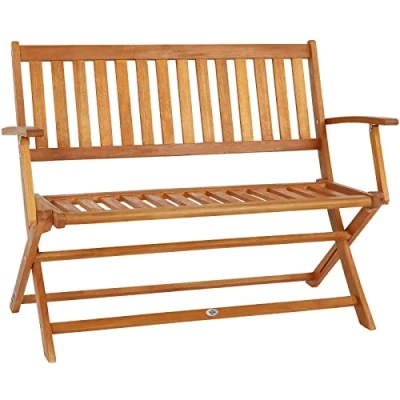 Imagen de Casaria Banco de Madera Eucaliptus 120x90x55 Jardín Plegable Certif. FSC Asiento 2 Plazas