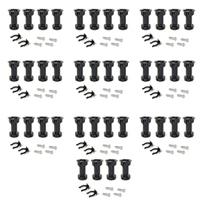 Imagen de Emuca Patas regulables para muebles de cocina o baño, pack 4 pies negros con accesorios montaje, H 100mm, Lote 10 juegos