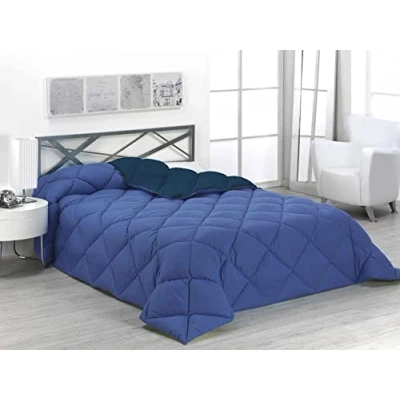 Imagen de SABANALIA Edredón nórdico de 400 g Reversible (Bicolor) Relleno Fibra Hueca Virgen Siliconada Hipoalergénico Válido para Cama 90/105 cm (180x270), Color Azul y Marino