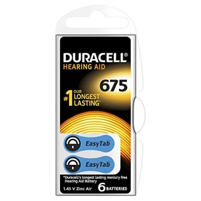 Imagen de V 675 6 BL (PR44/DA675) Duracell Pilas de Botón para Aparatos Auditivos Zinc Aire V675