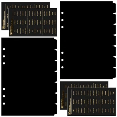 Imagen de DY.2ten 14 Hojas A5 Separadores Archivador 6 Anillas,Negro fichas de índice plástico,Índice Clasificaciones,Divisores Carpeta Anillo A5(21cm x 14.2cm)