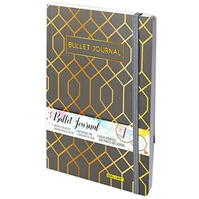 Imagen de Online Bullet Journal Libreta de Puntos Tapa Blanda con Elástico Diseño Art Deco