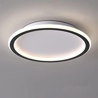 Imagen de Schindora Lámpara de techo LED, plana 24 W, color blanco neutro, 4500 K, 2700 lm, modernas luces redondas negras ultrafinas 300 mm