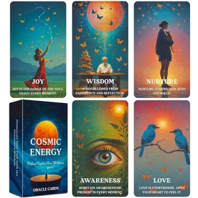 Imagen de QCFQCF cartas de oráculo cósmico, con mensaje del universo para principiantes, fuerza interior, orientación espiritual, mazo oráculo, sabiduría universal uso diario, lecturas