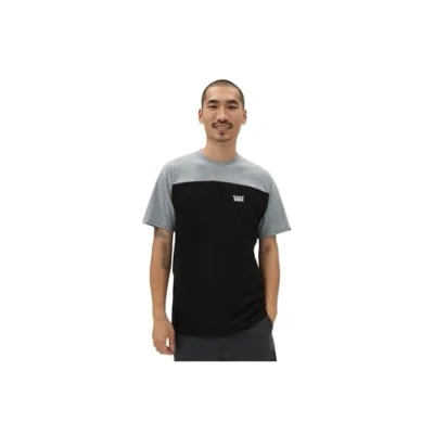 Imagen de Vans Script Crew Block SS Camiseta, Black Grey Heather, S para Hombre