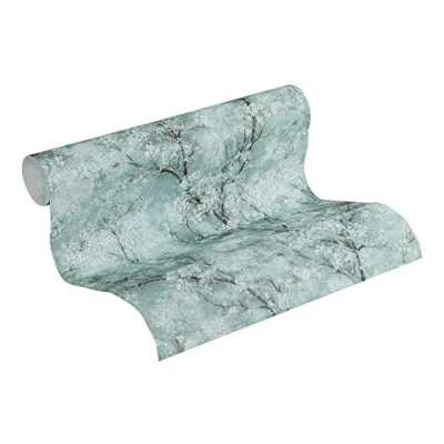 Imagen de Papel pintado Bosque New Walls Cosy &amp; Relax A.S. Création tejido no 10.05 m x 0.53 Verde Azul Gris Fabricado en Alemania 374203 37420 3