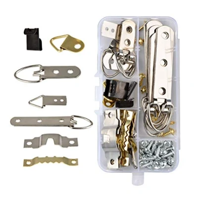 Imagen de TIMESETL 68 piezas Colgador para Cuadros con Tornillos 7 Estilos Colgar Sin Clavos Caja Plastica