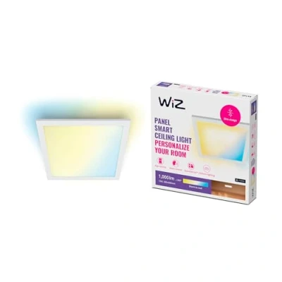 Imagen de WiZ Lámpara LED de techo 12 W luz blanca regulable cálida a fria, marco blanco cuadrado, Wi Fi Bluetooth, con tecnología SpaceSense y compatible Alexa Google Home