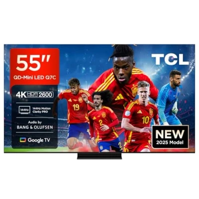 Imagen de 55Q7C 55&quot; QD Mini LED, 4K HDR Premium 2600, Smart TV con Google (Dolby Vision IQ y Atmos, Panel CrystGlow HVA, Motion Clarity Pro de 144 Hz, Game Master)