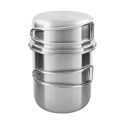 Imagen de Tatonka Handle MUG Set 600 ml 2 cazos INOX Botella de Agua, Unisex Adultos, Metal, Ø 11 x 14,5 cm