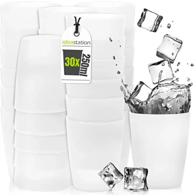 Imagen de idea station Neo vasos plastico duro 30 x 250 ml transparente el juego de irrompibles es perfecto para bebés y niños ideal como vaso camping viajes