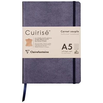 Imagen de Clairefontaine Un cuaderno suave cuirisé, color petróleo 14,8x21 cm